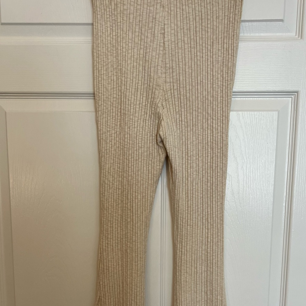Urban Outfitters Rosie Ribbed Flare Pants - Cream - Picture 4 of 6
